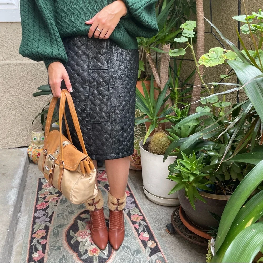 Vintage tan/silver Prada nylon/leather bag with dust bag